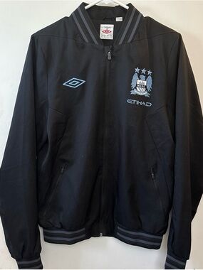 Manchester City Premier League 2012 13 Umbro Soccer Football Jacket Blue Mens S